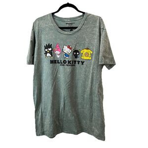 Sanrio Hello Kitty Green Acid Wash Graphic T Shirt Tee Short Sleeve Womens 2XL